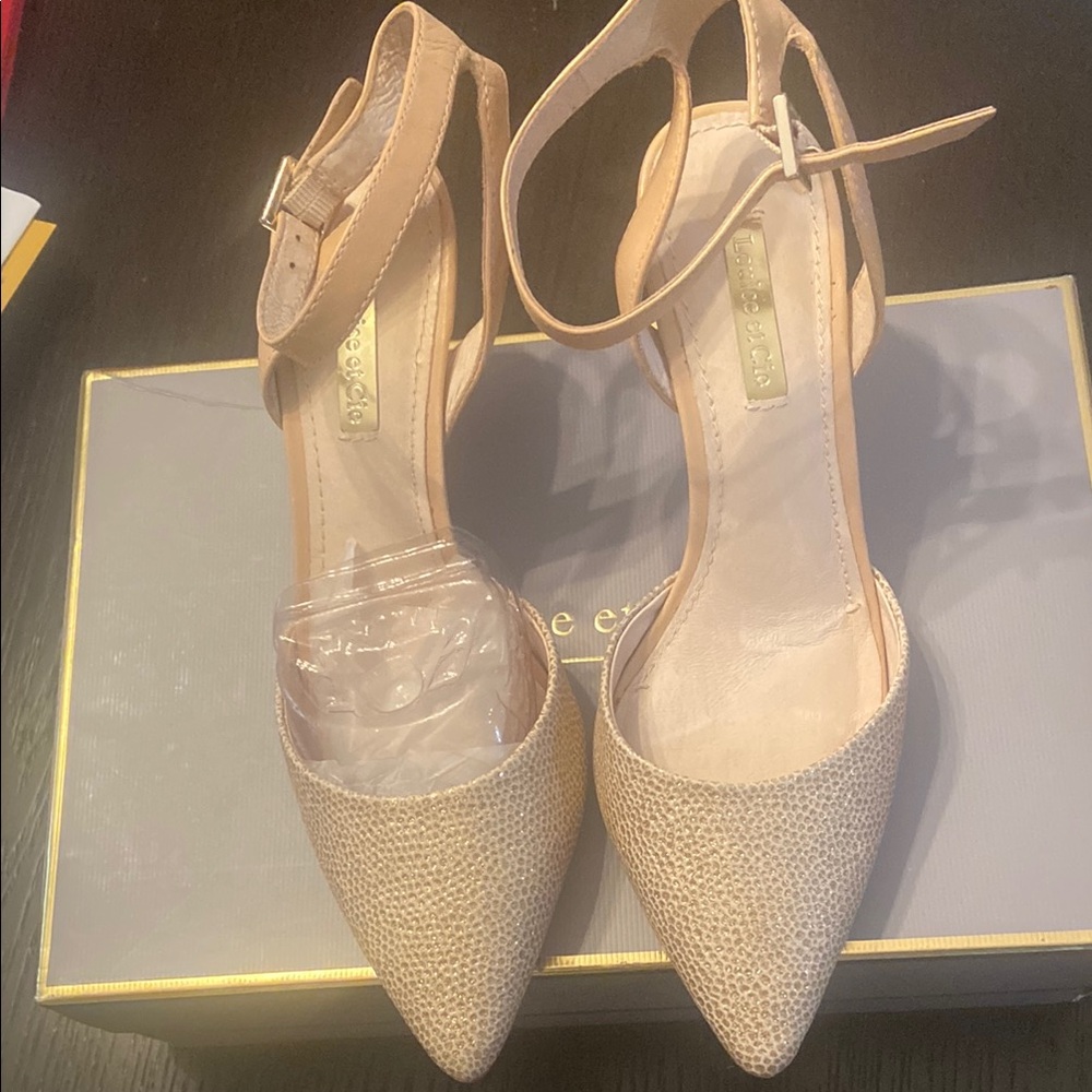 Louise et Cie Tan Stiletto Heels with Ankle Strap